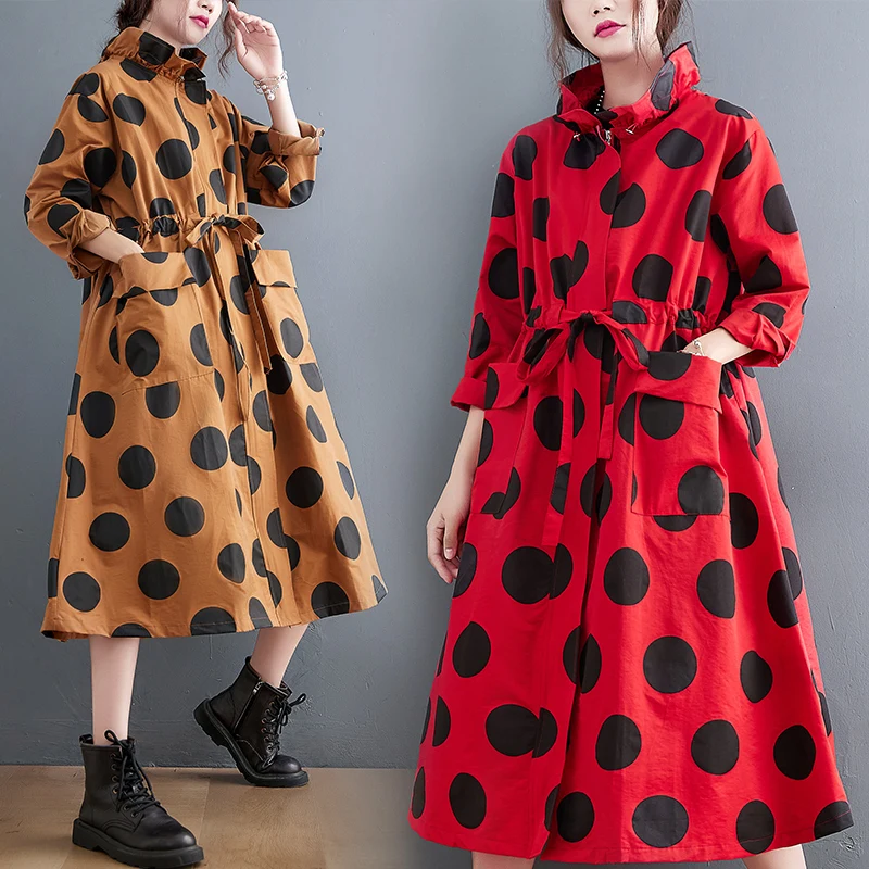 

Over-Knee Length Women's Casual Loose Cotton Coat Spring Autumn New Sle Faionable Versatile plus Size Trendy Outerwear