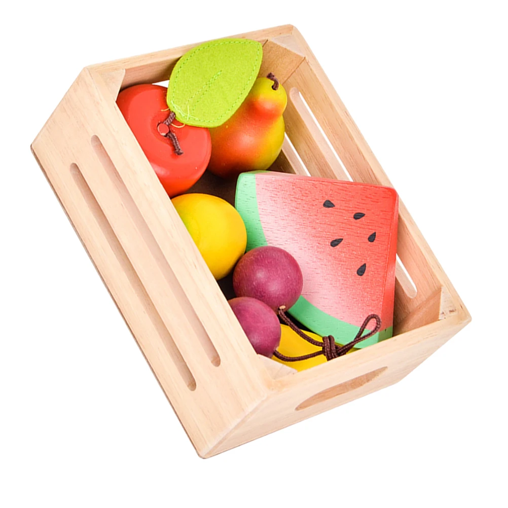

Wooden Frame Fruit Toys Simulated Food Adornment Pretend Play Photography Props Artificial Fruits Decor Child Early Teaching