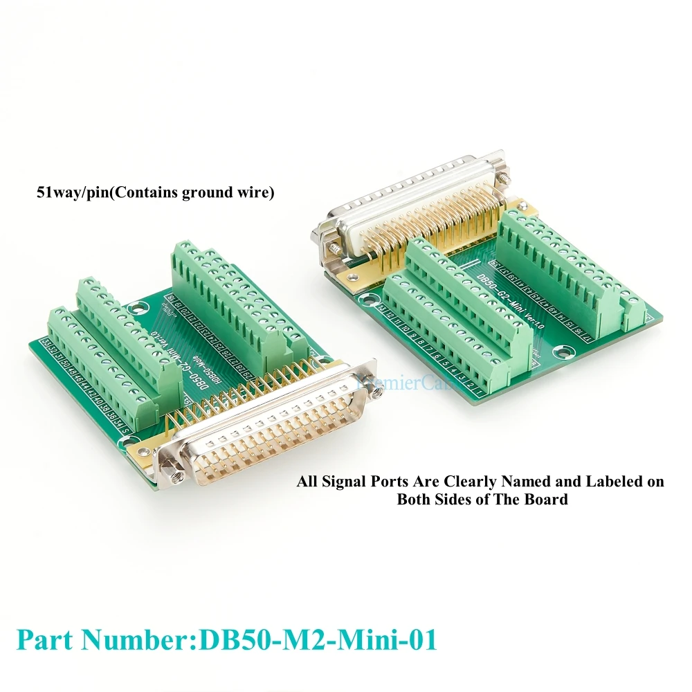DB50 Male Connector to Terminal Block D-SUB to 50-pin Port Solderless Terminal Adapter Welding-free Breakout Board Signal Module