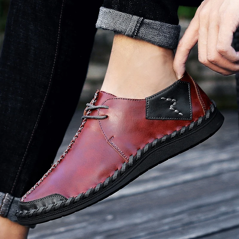 

Fashionable High-quality Hand Sewn Leather Oxford Shoes Non Slip Soles Business Office Casual Shoes Mens Commuting Driving Shoes