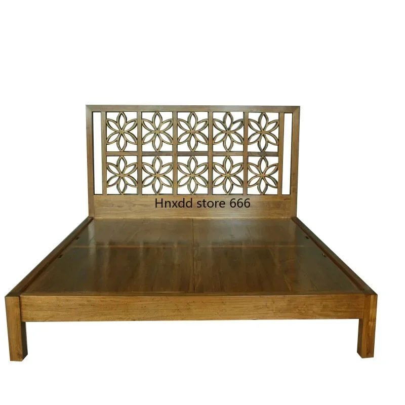 South East Asia style solid wood double hardboard bed carved new Chinese 1.8 meters double bed