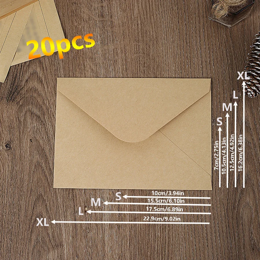 20pcs blank European yellow kraft paper/white kraft paper envelope, greeting card postcard without words simple envelope