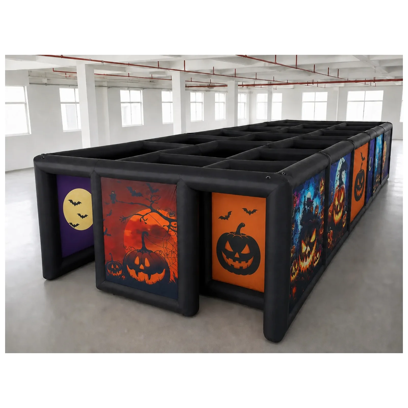 Large Black Halloween Open Top Inflatable Maze 4X9m 13X30ft with Blower Sports Events Exciting Party Events Kids and Adults