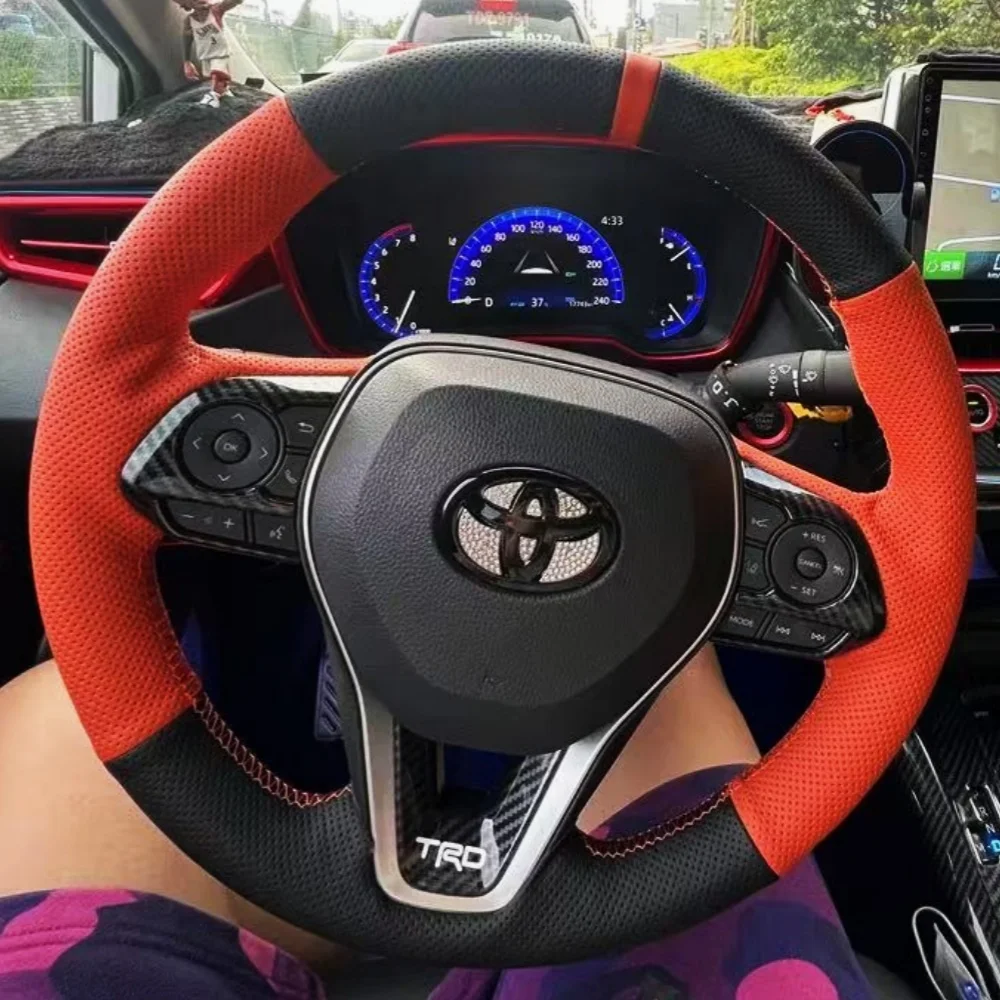 Customization Car Steering Wheel Cover Microfiber Leather For Toyota Avalon Camry Crown 2018-2021 RAV4 2019 Corolla 2018-2021