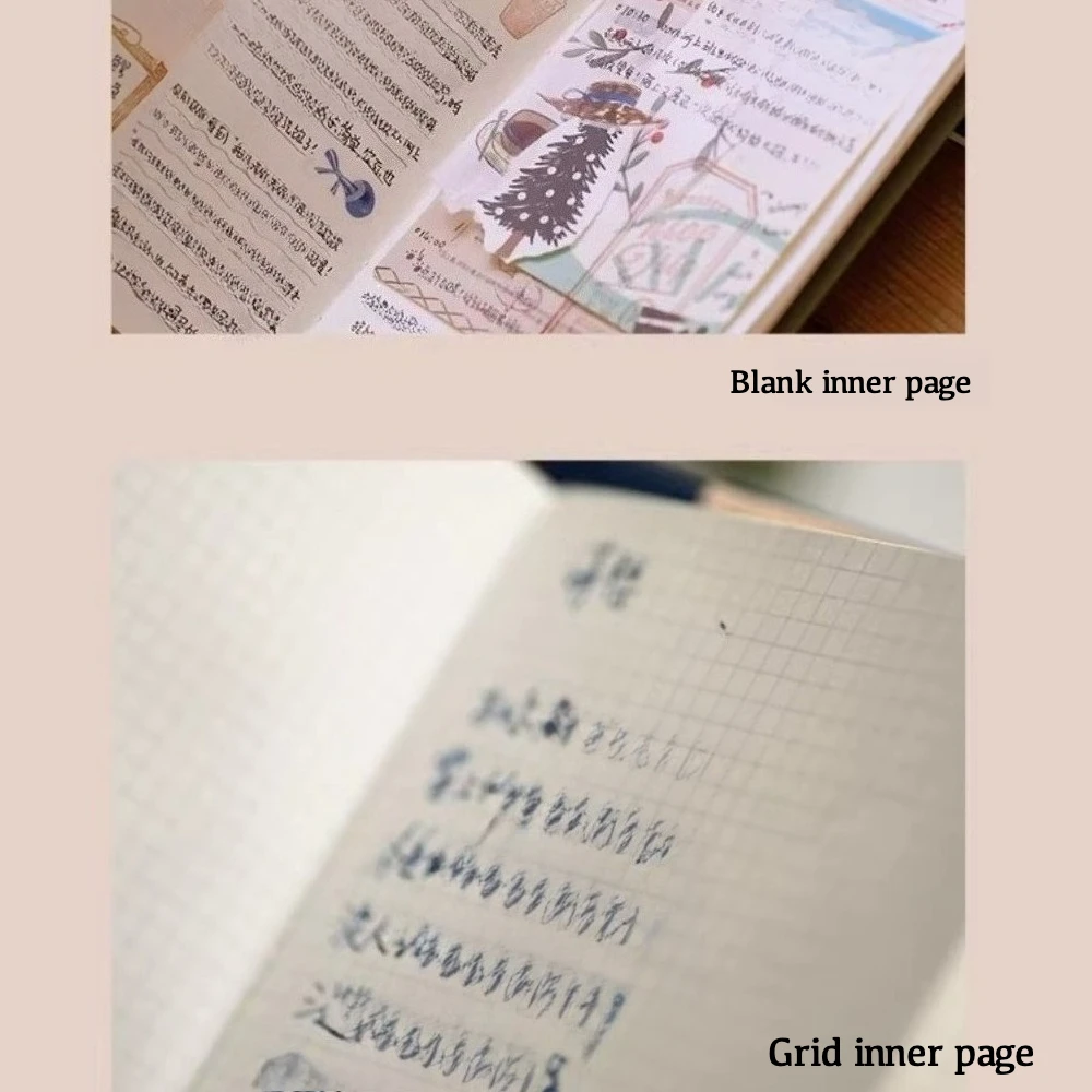 Caderno de Viagem Fromthenon com Refil, Capa Vintage com Relevo em Folha Dourada, Páginas Internas em Grade em Branco para Diário de Viagem Retrô e Planejador
