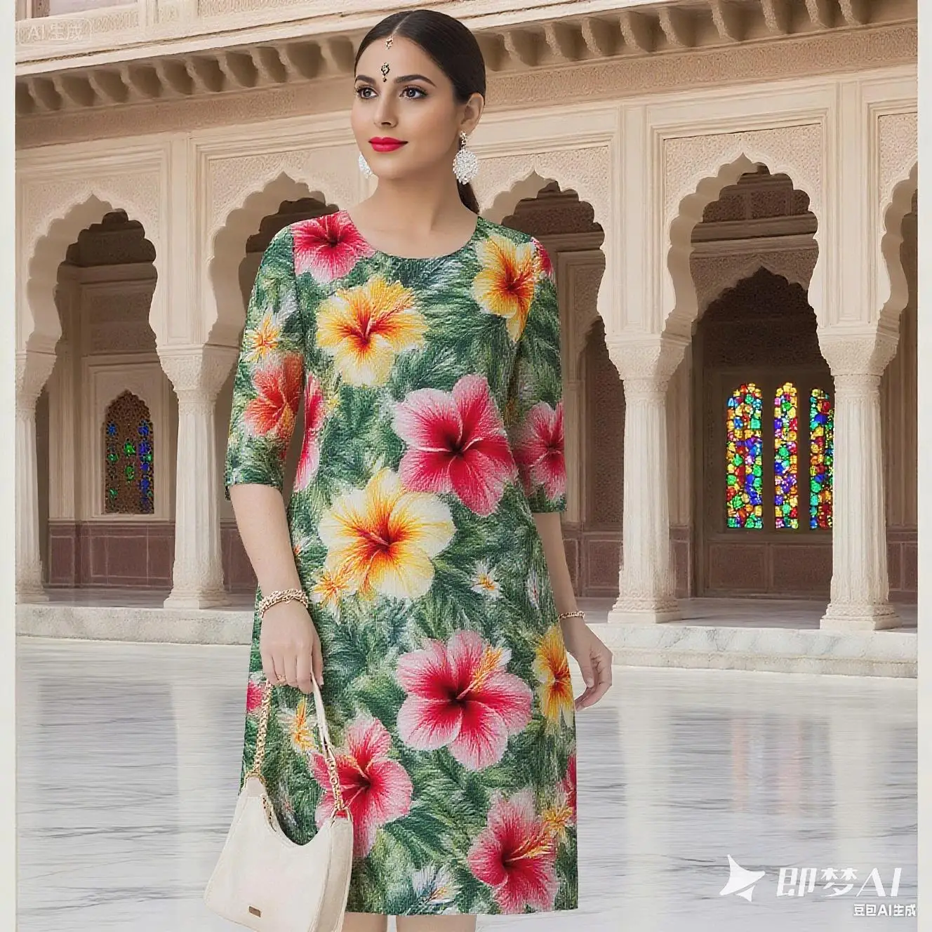 فستان مسلم كورت عصري أنيق مستقيم أنبوب النمط الوطني الزهور نمط تنورة نوبل شق تنحنح Abito Donna Musulmana #3