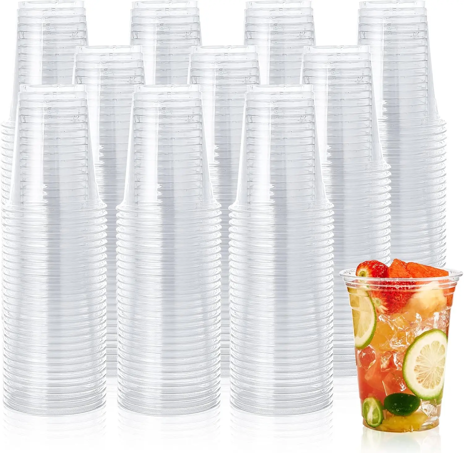 1000 Pack 12 oz Clear Plastic Cups, PET Disposable Drinking Cups for Iced Coffee, Smoothies, Cold Drinks