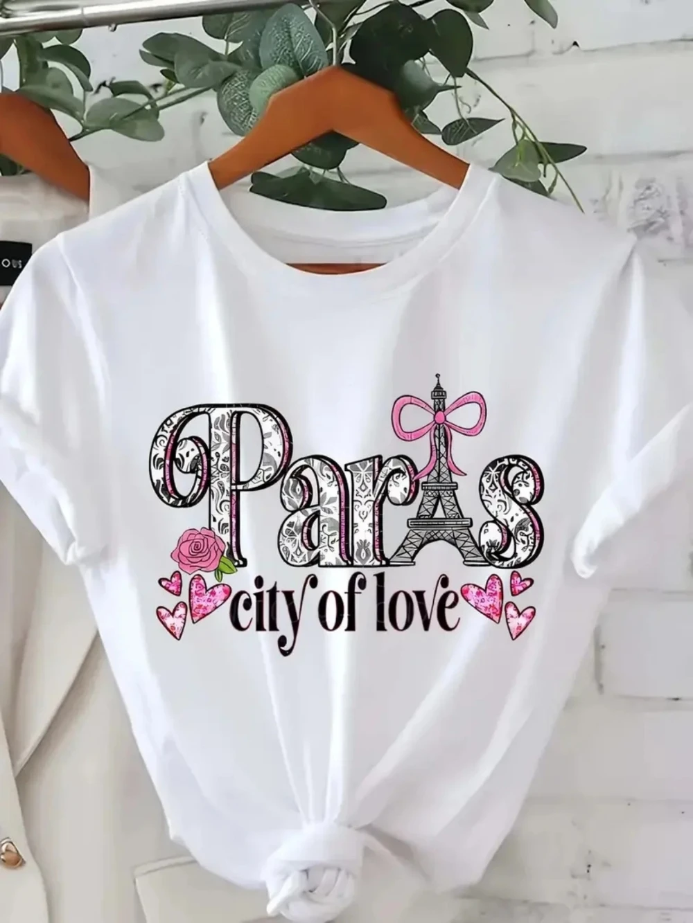 باريس برج ايفل الجرافيك التي شيرت المرأة عادية فضفاض صالح المحملة اليومية الشارع الشهير كبيرة الحجم قصيرة الأكمام تي شيرت الفرنسية تحت عنوان