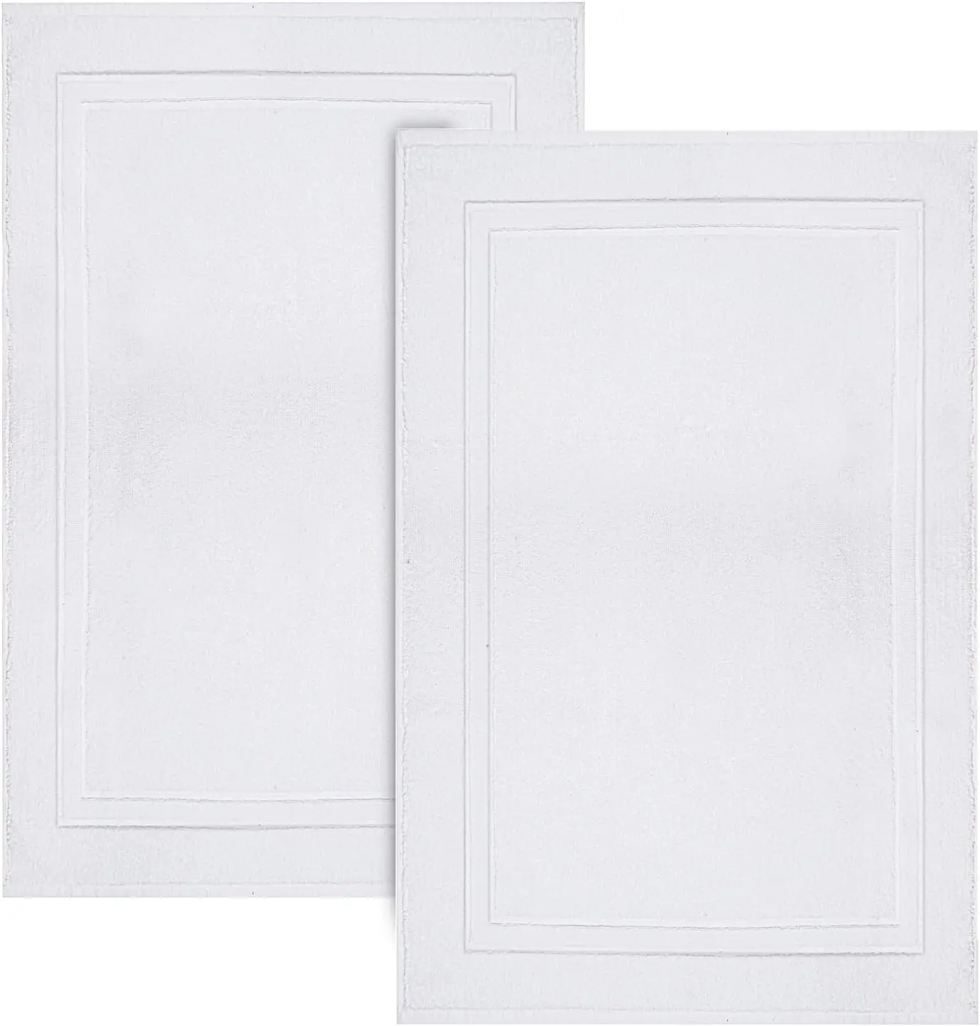 

Премиальные хлопковые коврики для ванной, набор из 2 штук, ультрамягкие и впитывающие, нескользящие, можно стирать в машине, белые.