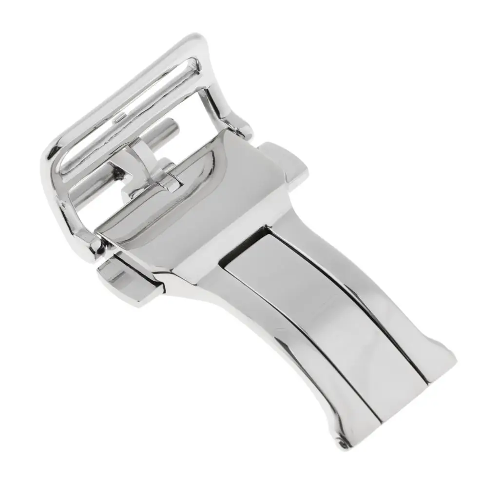

Watch Band Clasp Stainless Steel Butterfly Buckle for Leather Strap Replacement Parts Compatible with 18mm