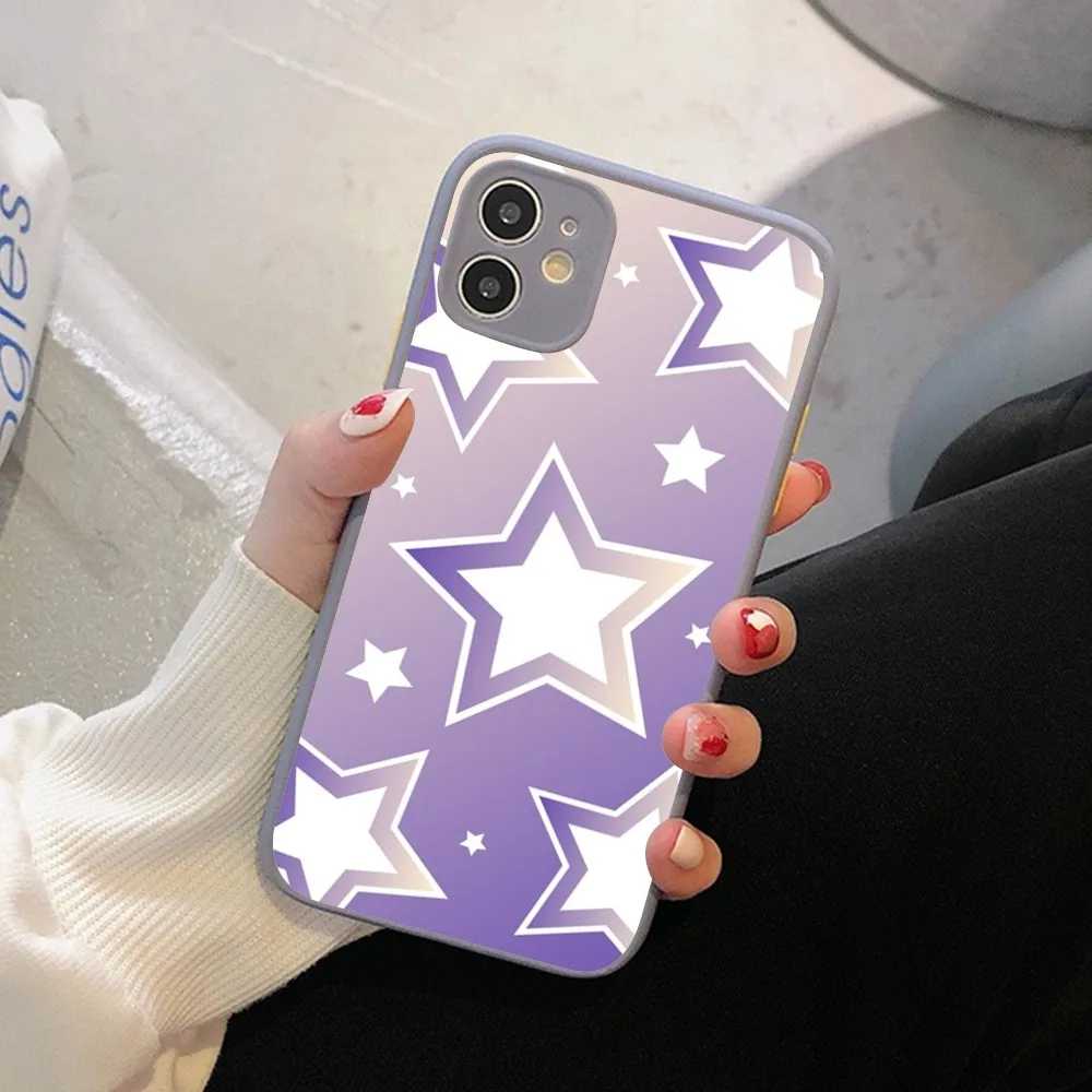 Custodia per telefono Fashion Stars per IPhone 14 11 12 13 Mini Pro Max 8 7 Plus X XR XS MAX Cover opaca traslucida