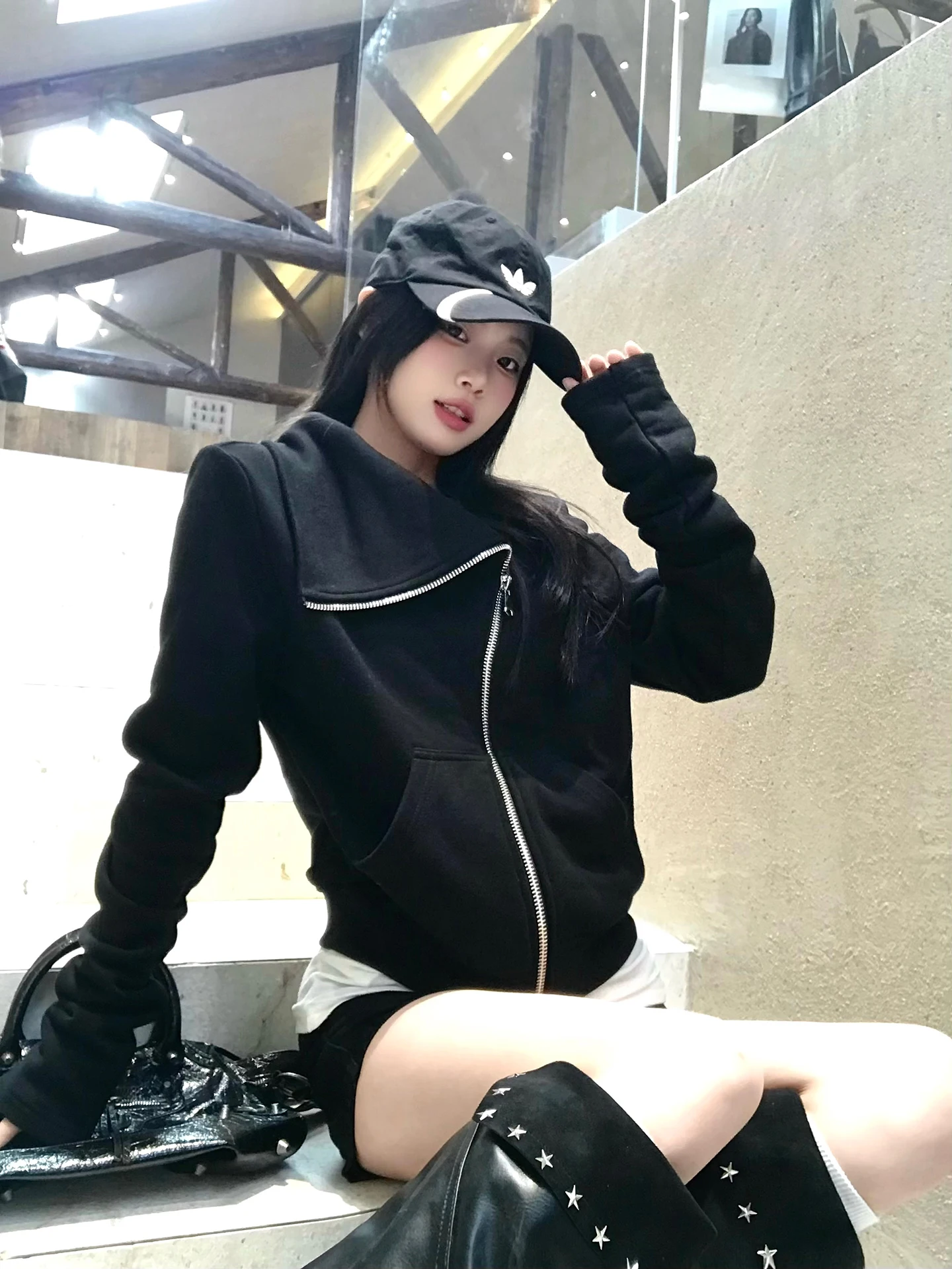 

Укороченный асимметричный повседневный кардиган для женщин, зимний, в корейском стиле, тонкий, на пуговицах, простой, из хлопка