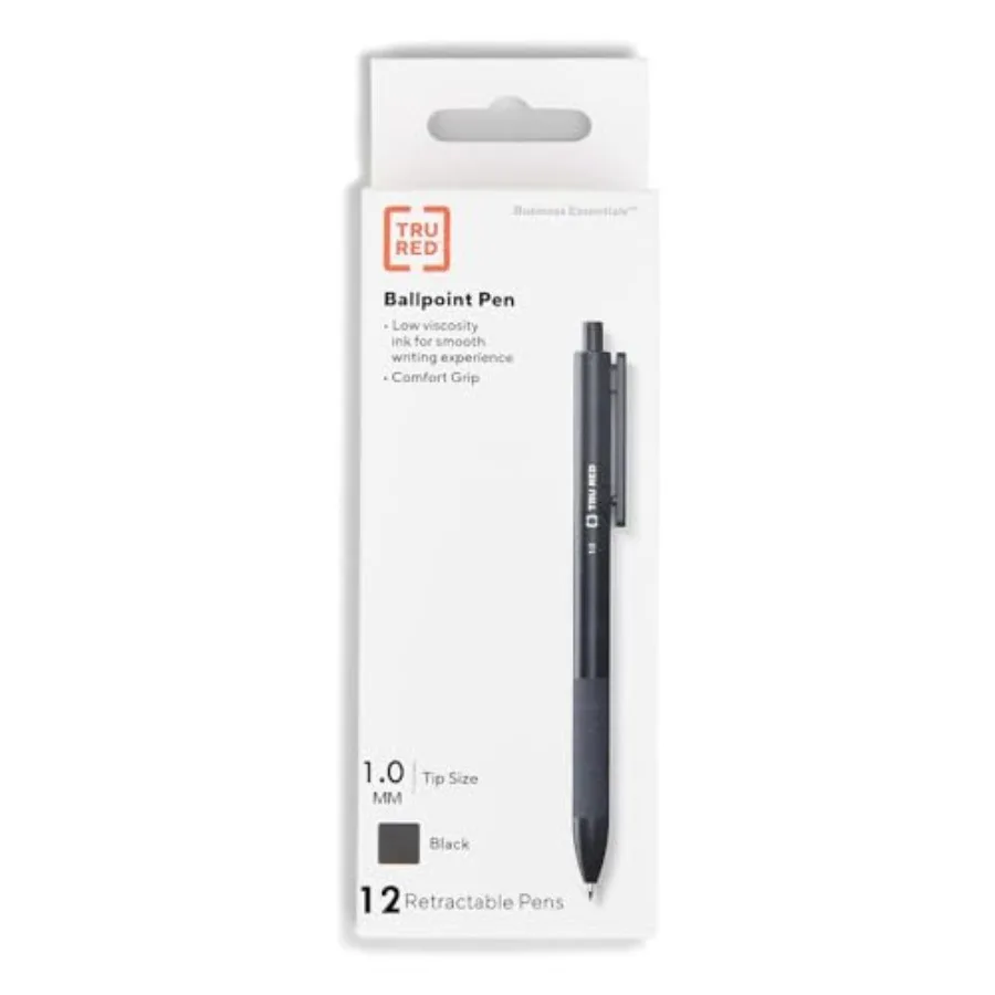 

TR59161 Ballpoint Gripped Retractable Pen, Medium Point, 1.0mm, Black, Dozen