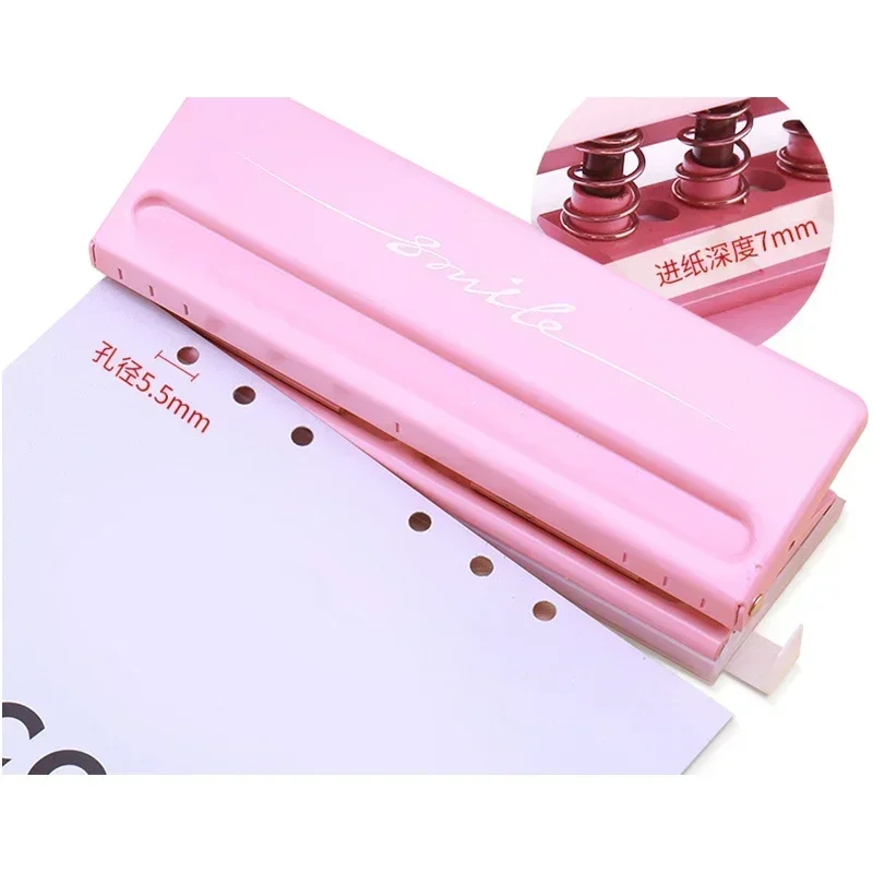 

6-hole Color Loose-leaf Paper Punch Adjustable Metal Scrapbook Stationery Hole Office Single-page