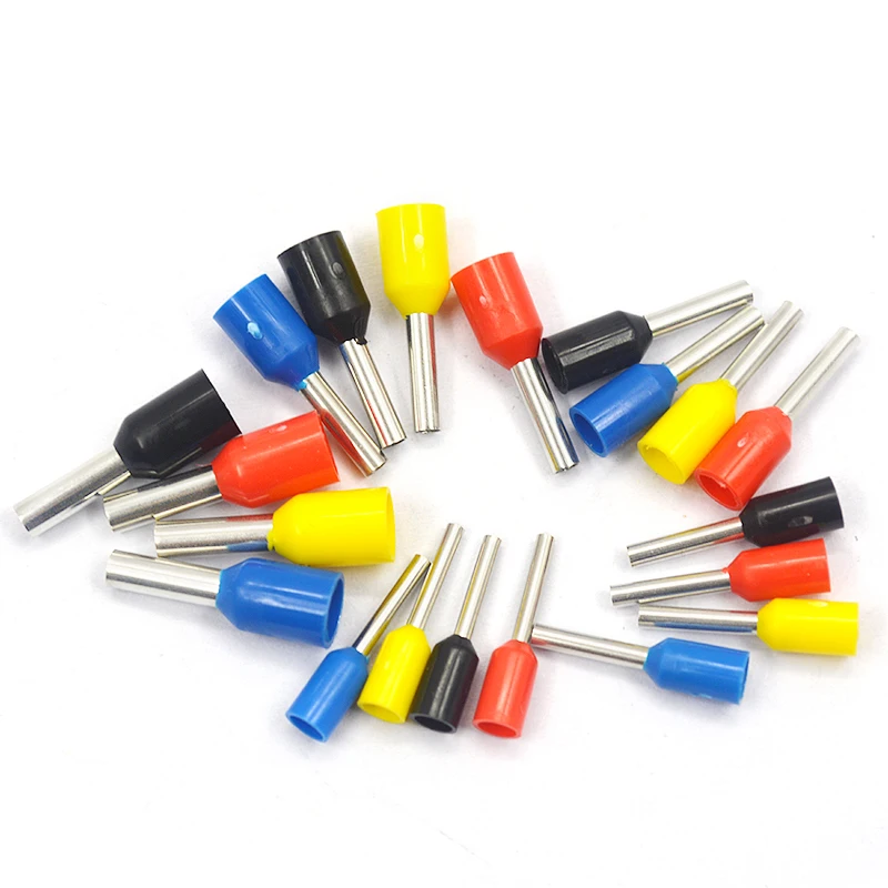 50pcs VE0508 VE1008 VE1508 VE2508 VE7508Pin terminal Insulated Ferrules Terminal Crimp Terminator cold pressed insulated termina