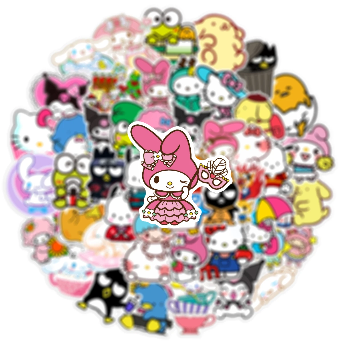 50/100 Cute Sanrio KItty Cartoon Collection Graffiti Stickers Handbooks Luggage Cups Stationery Boxes Decorative Stickers