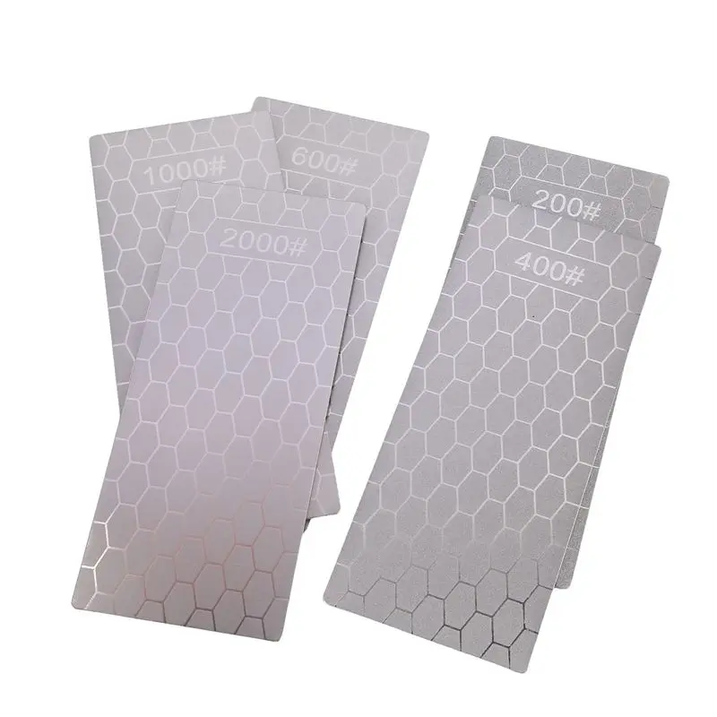 A84E-Diamond Sharpening Stones, 5PCS Diamond Sharpening Plates With Honeycomb Surface Plate 200/400/600/1000/2000 Grit Durable