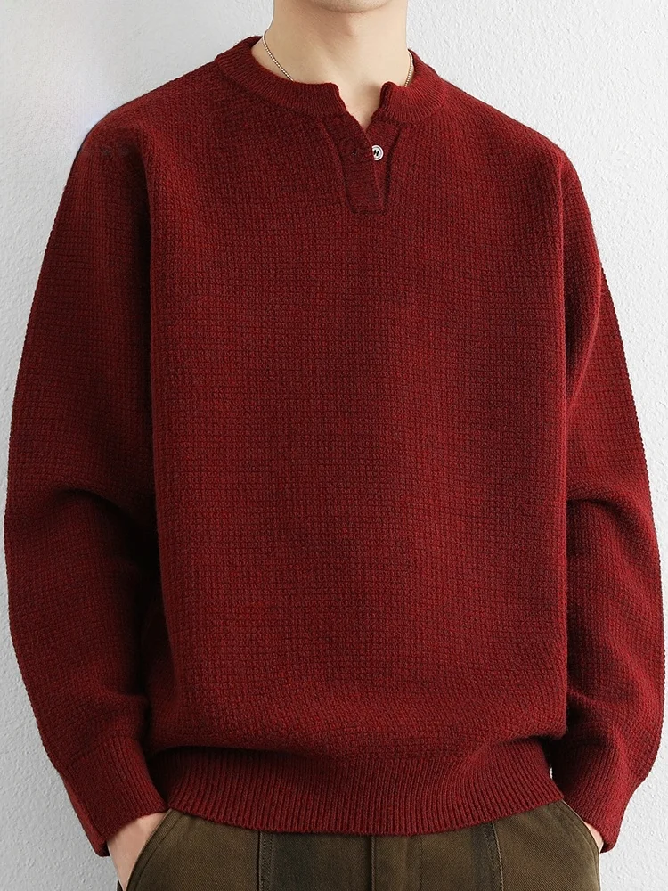 

Мужской вязаный свитер Henry Collar Thiened: Новинка весенней коллекции в американском стиле, мягкий, из полиэстера и нейлонового волокна