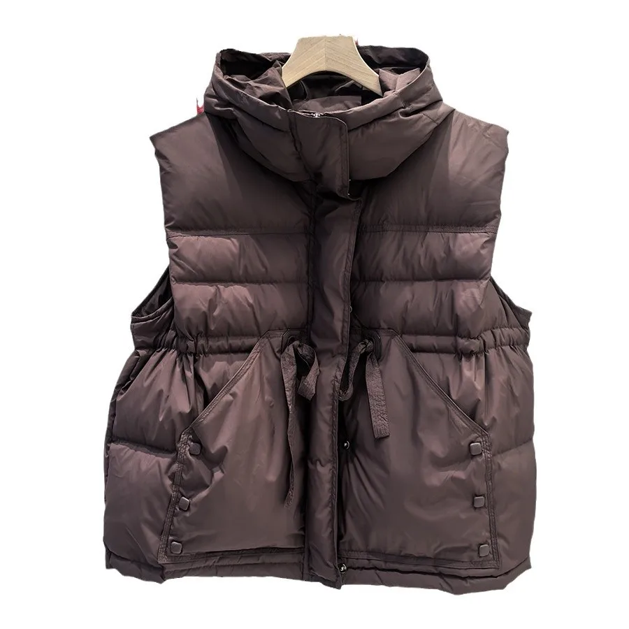 

Осенне-зимний новый женский пуховый жилет с капюшоном, свободный жилет на гусином пуху