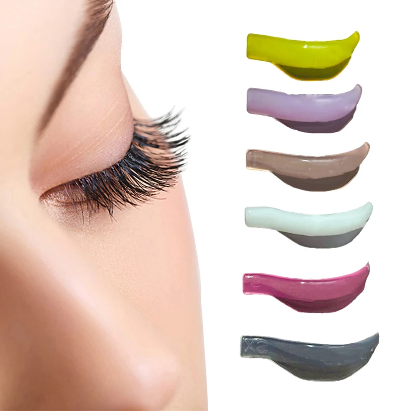 6 คู่มีดรูปร่างกาวฟรีซิลิโคน Eyelash Perm Pads Sticky Lashes Rods SHIELD ยก 3D Eyelash Curler Applicator เครื่องมือ