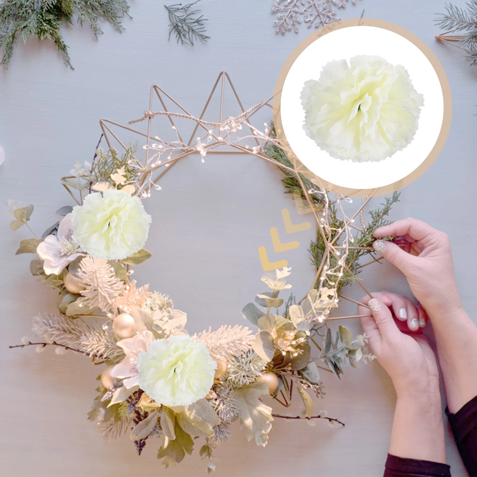 

20pcs Artificial 5CM Milk Flower Adornment Simulation Carnation White Silk Wedding Decor False Flower Bouquet Centerpieces