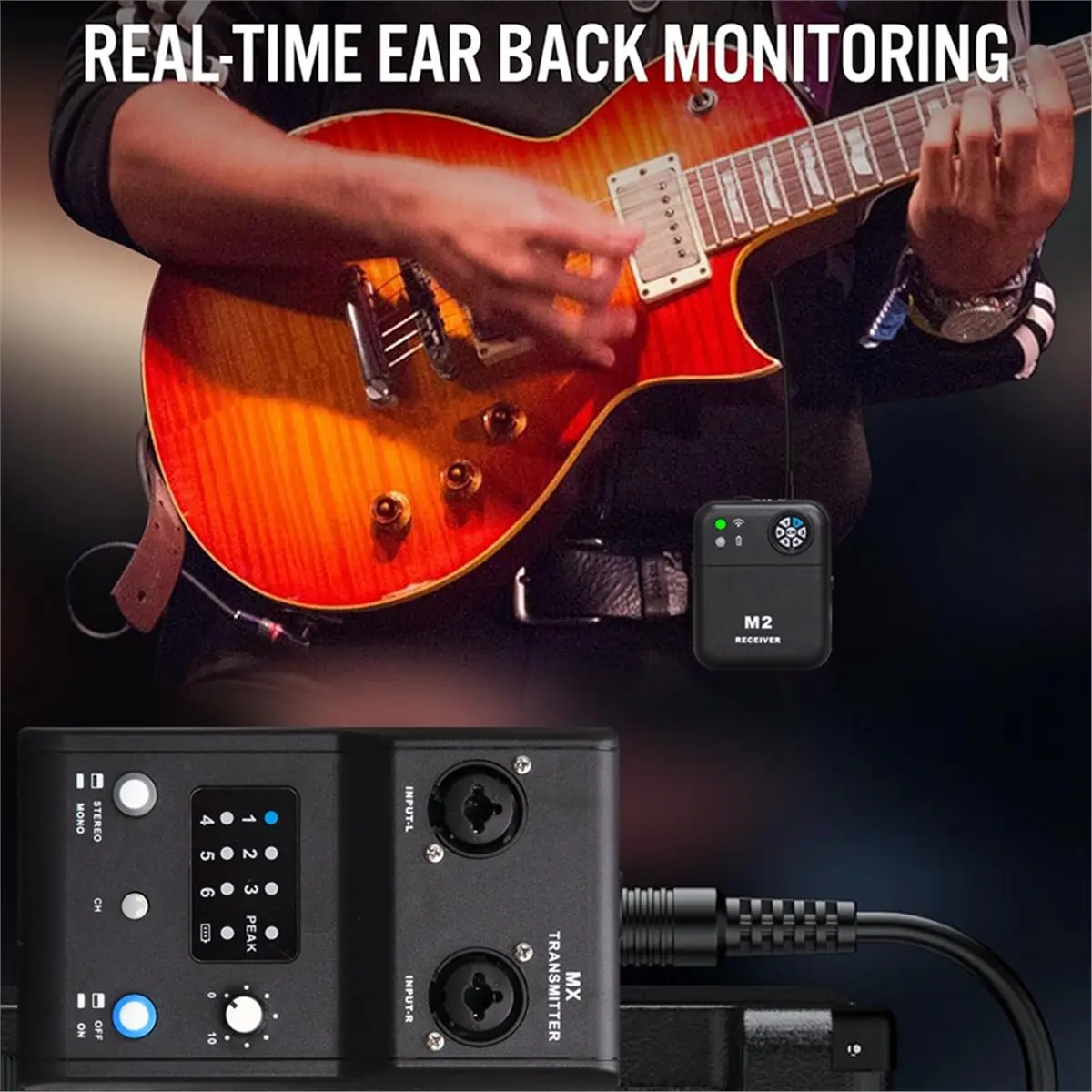 goodidea MX_M2 Wireless in Ear Monitor System 2.4g Stereo IEM System Transmitter and Receiver for Stage Performance