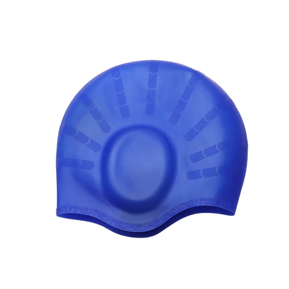 Diving Equipment Ear Pockets Silicone Swim Cap Ear Protection High Elasticity Swimming Cap Non-slip Large Size Swim Hat Boys