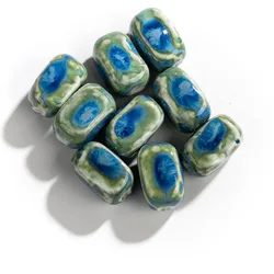18#10pcs Square Kiln Pink Blue Color Ceramic Beads Handmade Jewelry Making Supplies Bulk Wholesale Necklace joias diy #XN315