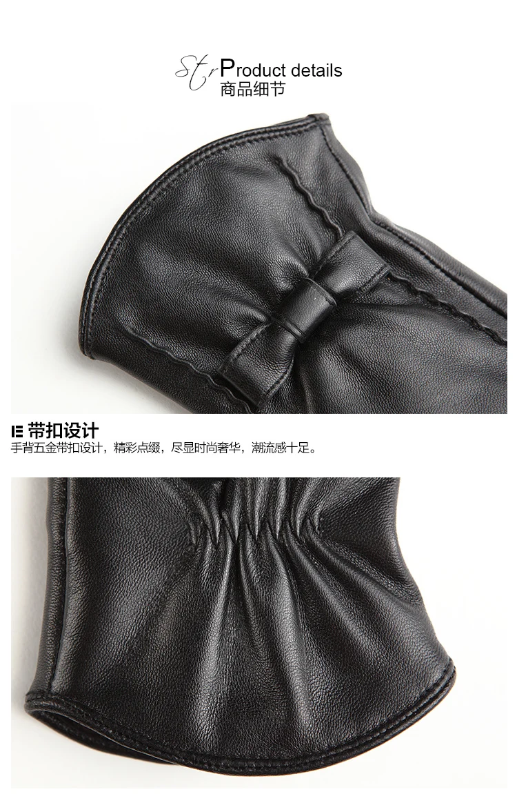 100% High Quality Real Leather Gloves Touch Screen Gloves Women Sheepskin Gloves Thicken Warm Brown Lady Warm Fleece Mittens