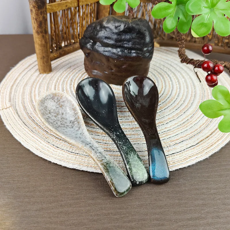 

10 Piece Set of Japanese Ceramic Soup Spoons, Household Cute Tableware, Kitchen Supplies