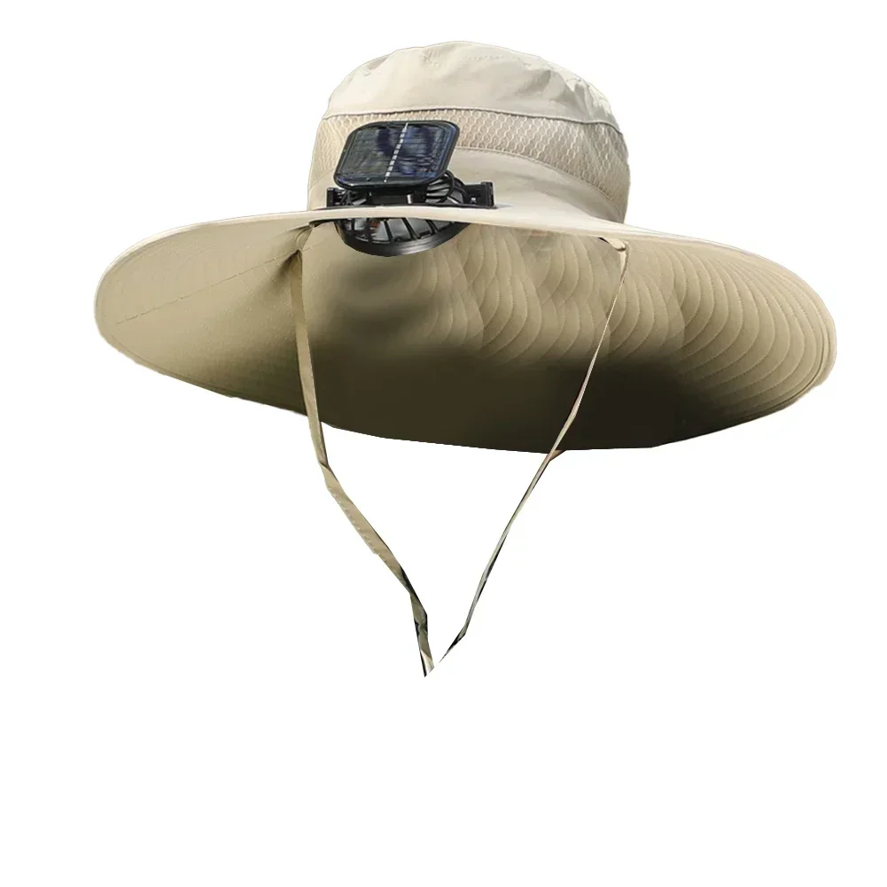 Fishing Hat Solar Rechargeable Large Fan Wind Hat Cooling Shade Sun Protection Fishing Cap Fishing Tackle Accessories