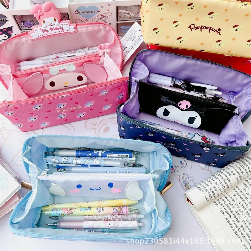 

Kawaii Sanrios Cinnamoroll Large Capacity Pencil Case Anime Kuromi My Melody Cartoon Stationery Storage Bag Cosmetic Bag Student