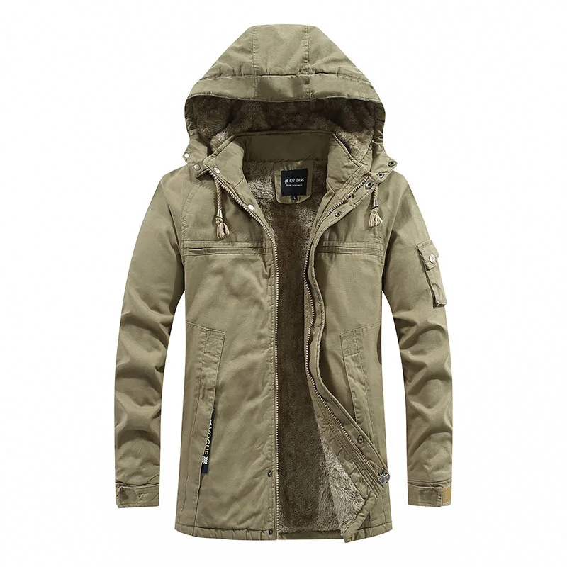 

Men's Mid-Length Hooded Cotton Jacket Loose Stand-Up Collar Autumn Winter New for Young Men