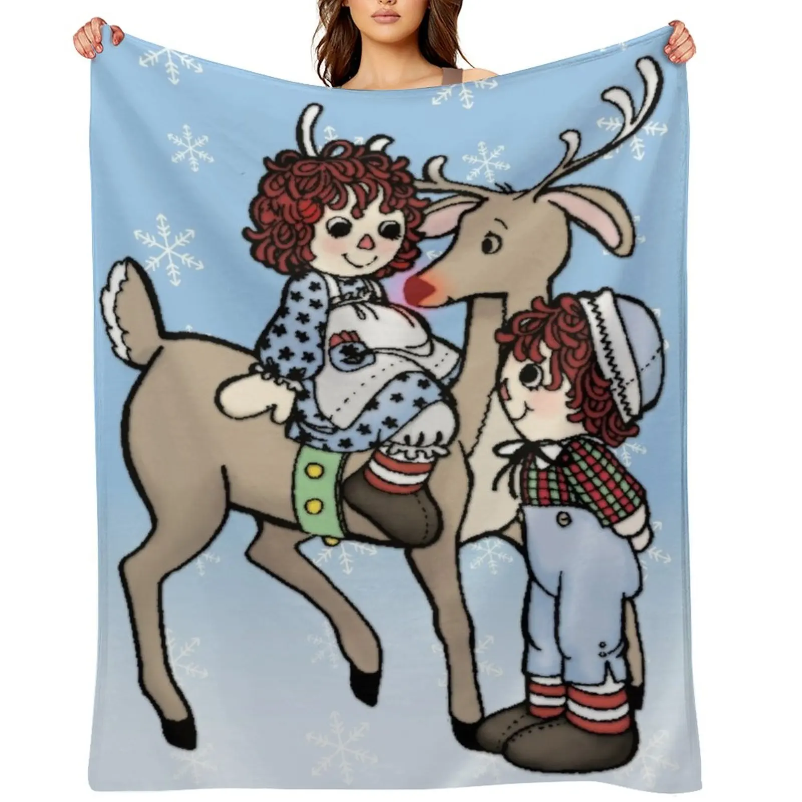 

Raggedy Ann and Andy with Rudolph Throw Blanket anime blankets ands Sofa Flannels Blankets