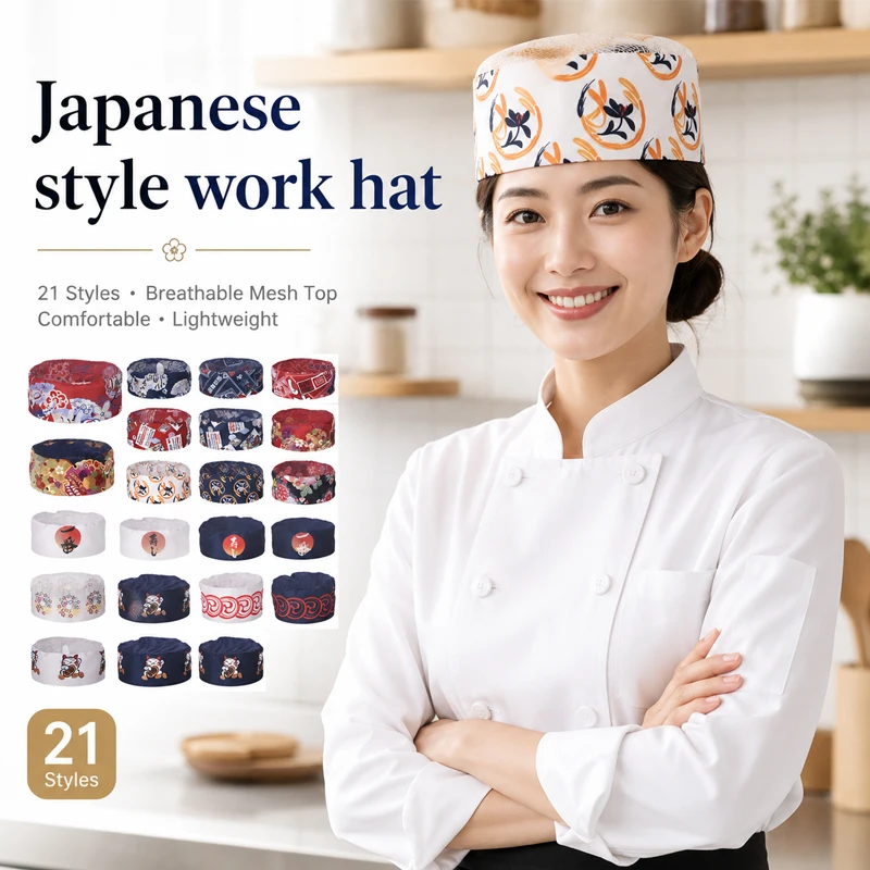 Japanese Style Chef Hat Cuisine Sushi Shop Waiter Work Hat Headscarf Breathable Restaurant Hotel Food Catering Chef Headwrap