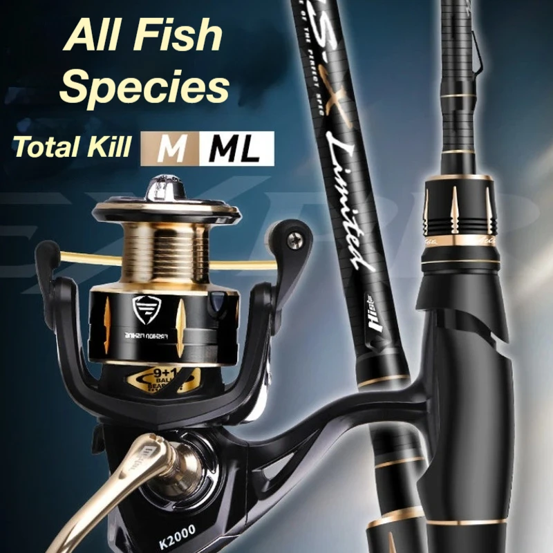 

Комплект спиннинга и катушки из углеродного волокна, класс мощности M ML, с подшипниками K2000 9+1, для морской и пресноводной рыбалки, для начинающих рыболовов.