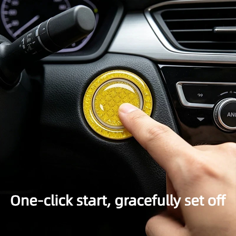FOR Universal Car One‑Click Start Button Decor Sticker Glossy Wear‑Resistant Odor‑Free Ignition Switch Interior Mod Accessory