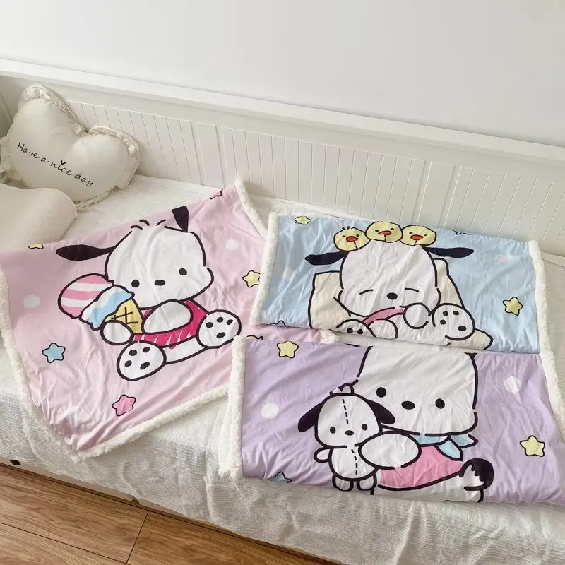 

Sanrio Kawaii Pochacco Blanket Cartoon Cute Office Thick Sherpa Nap Blanket Student Ins Anime Plush Warm Coral Fleece Sheets