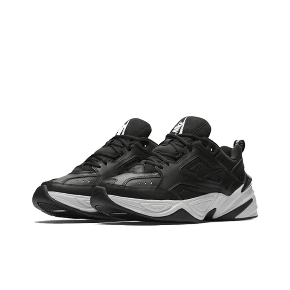 Nike M2K Tekno Black Men's and Women's Running Shoes Comfortable Sports Light Non Slip Light Low Top Dad Shoes Black and White