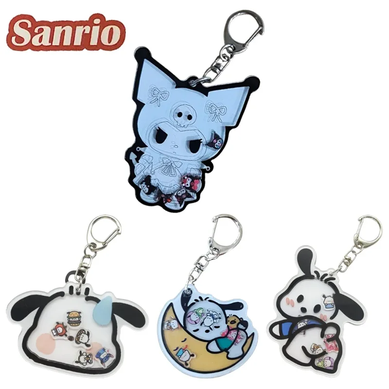

Sanrio Kuromi Pochacco Keychain Cartoon Shake Keyring Pendant Car Key Chain Creative Acrylic Decorative Toy Backpack Accessories