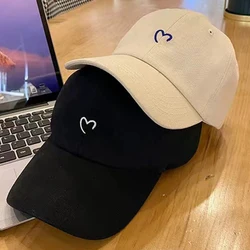 Unisex Baseball Caps Heart Embroidery Solid Color Cotton Sun Visor Love Hip Hop Street Couple Hat Outdoor Sports Golf Casual Cap