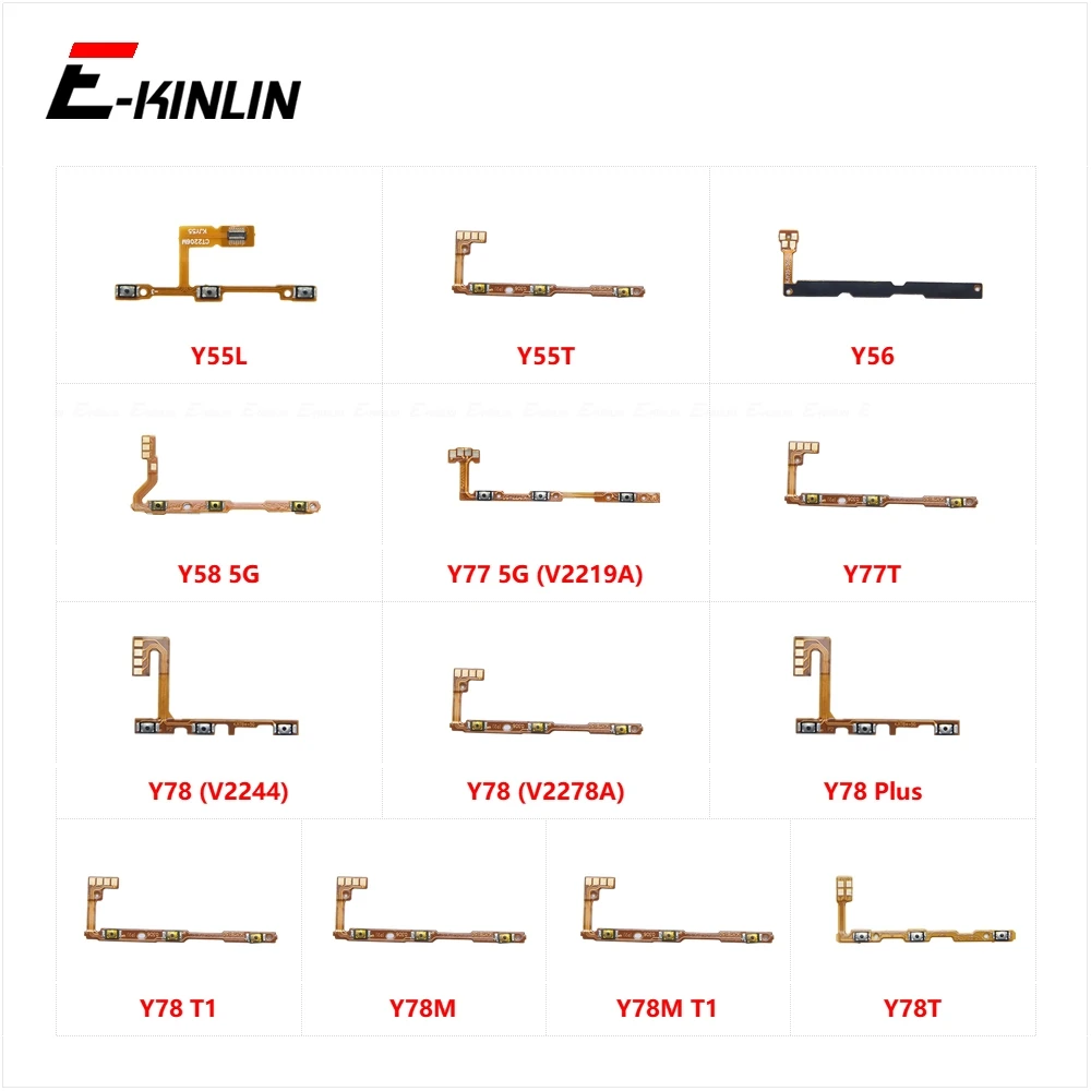 Switch Power ON OFF Key Mute Silent Volume Button Ribbon Flex Cable For Vivo Y55L Y55T Y56 Y58 Y77 Y77T Y78 T1 Y78M Y78T Plus 5G