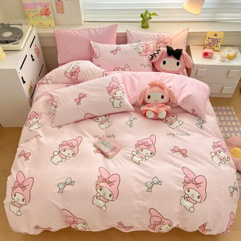 Kuromi Melody Cartoon Duvet Cover Hello Kitty Cinnamoroll Kids Bedding Set Student Dormitory Cute Duvet Cover Bedroom Decor - Image 3