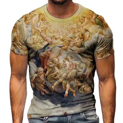 Vintage Art Oil Painting T-Shirt For Men 3D Print Short Sleeve Top Summer Classics T Shirt Loose Tee Shirt Men Clothing