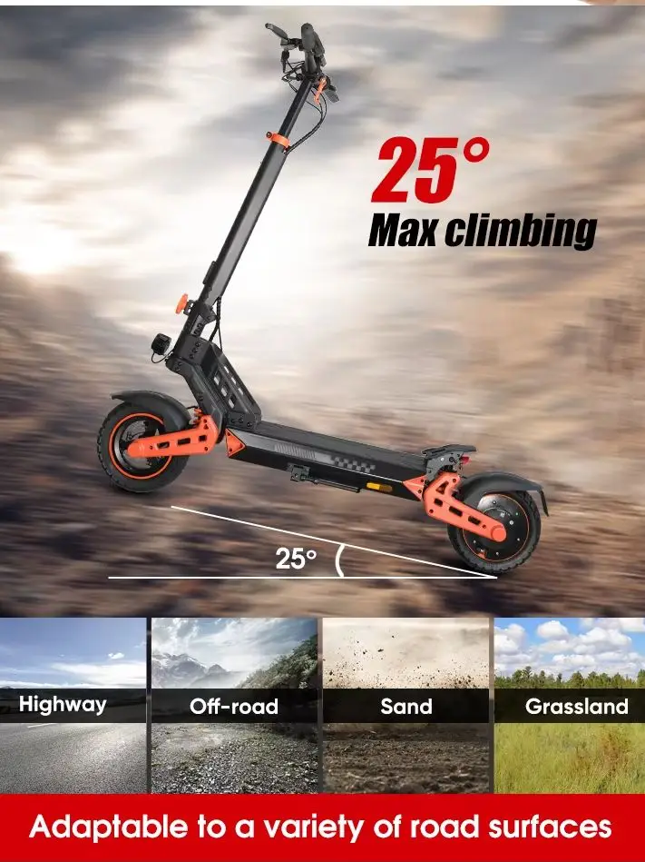 Trottinette électrique Wildstride K2Pro pour adultes, 48V 15Ah, autonomie 45-55 km, pneus tout-terrain 10 pouces, 25 °   Trottinette Électrique Pliable de Type Climbing avec Contrôle par Application, Double Suspension, Frein à Disque, Longue Autonomie, Moteur Puissant, Idéale pour les Trajets Quotidien