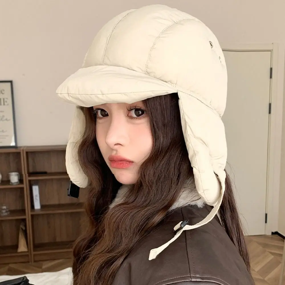 

Fashion Solid Color Ear Protection Hat Cold Protection Down Cotton Filling Pullover Cap Balaclava Cold Weather Cap Outdoor Warm