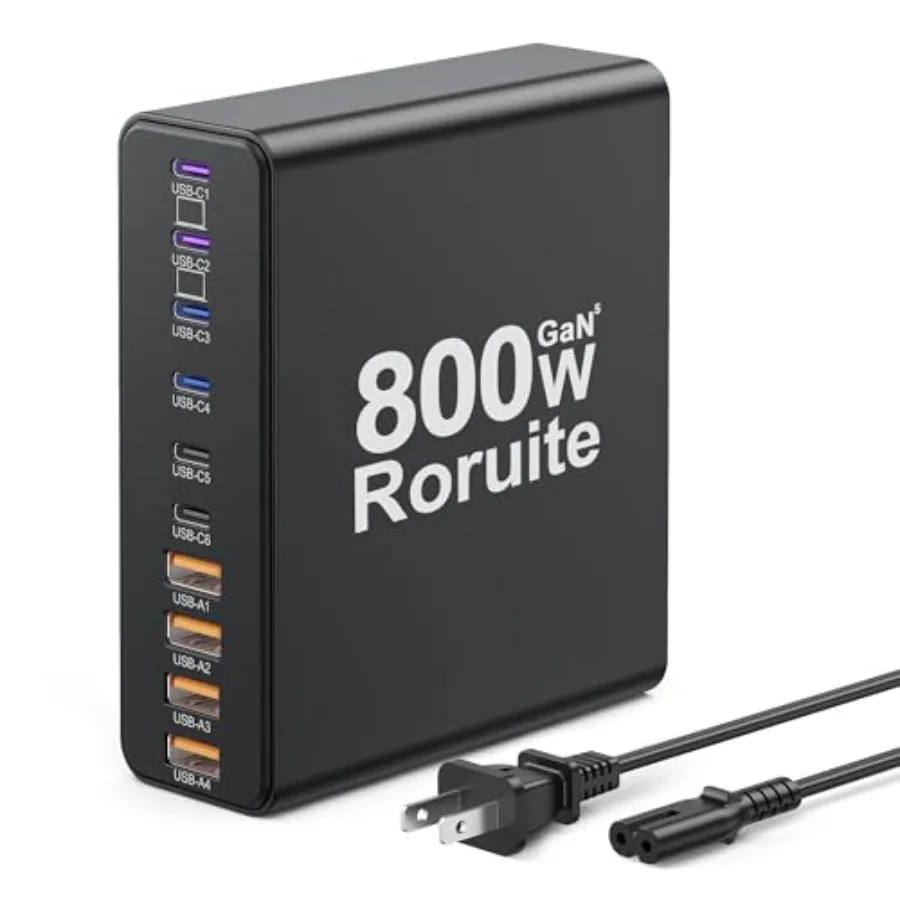 

Зарядная станция USB-C 800 Вт, блок питания USB-C 120 Вт PD GaN5, сверхбыстрое зарядное устройство USB-C на 10 портов Type-C для ПК, ноутбуков, MacBook Pro/Air
