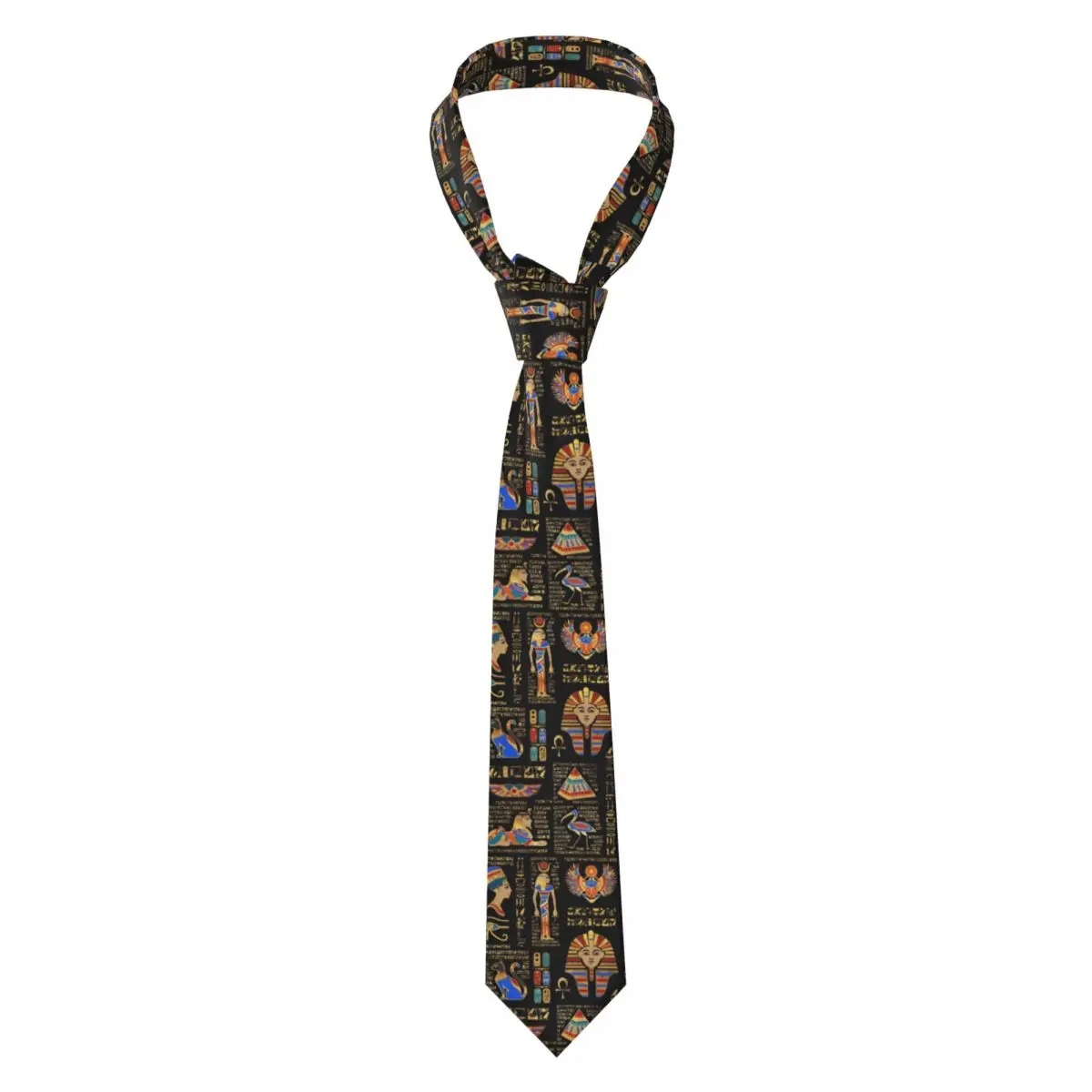 

Custom Egyptian Hieroglyphs And Deities Tie Mens Ancient Egypt Art Mens Silk Tie For Father's Day