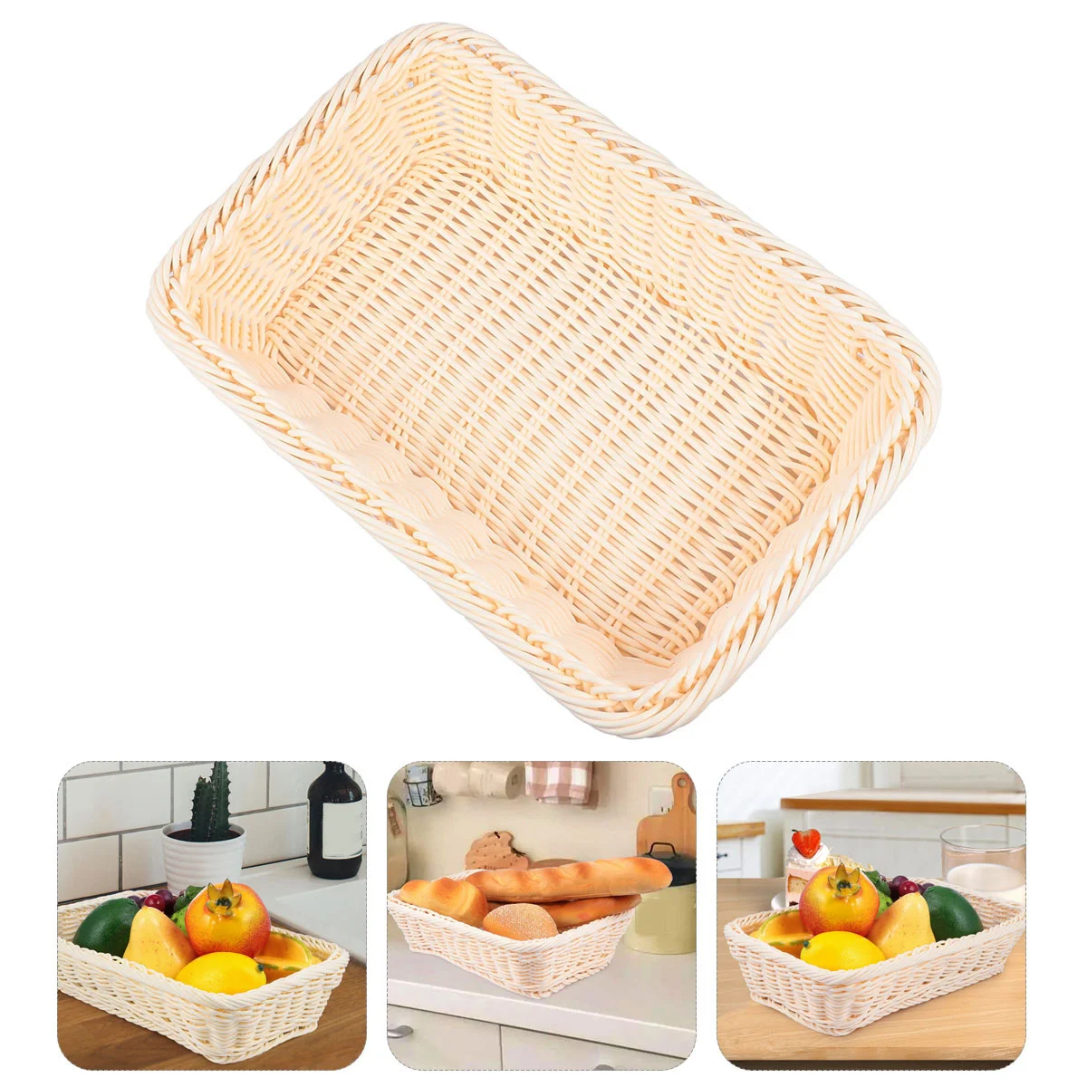 

1Pcs Woven Fruit Basket Premium Hand-Woven Storage Basket for Snacks Bread Fruits Vegetables Pastoral Style Rustic Design Home