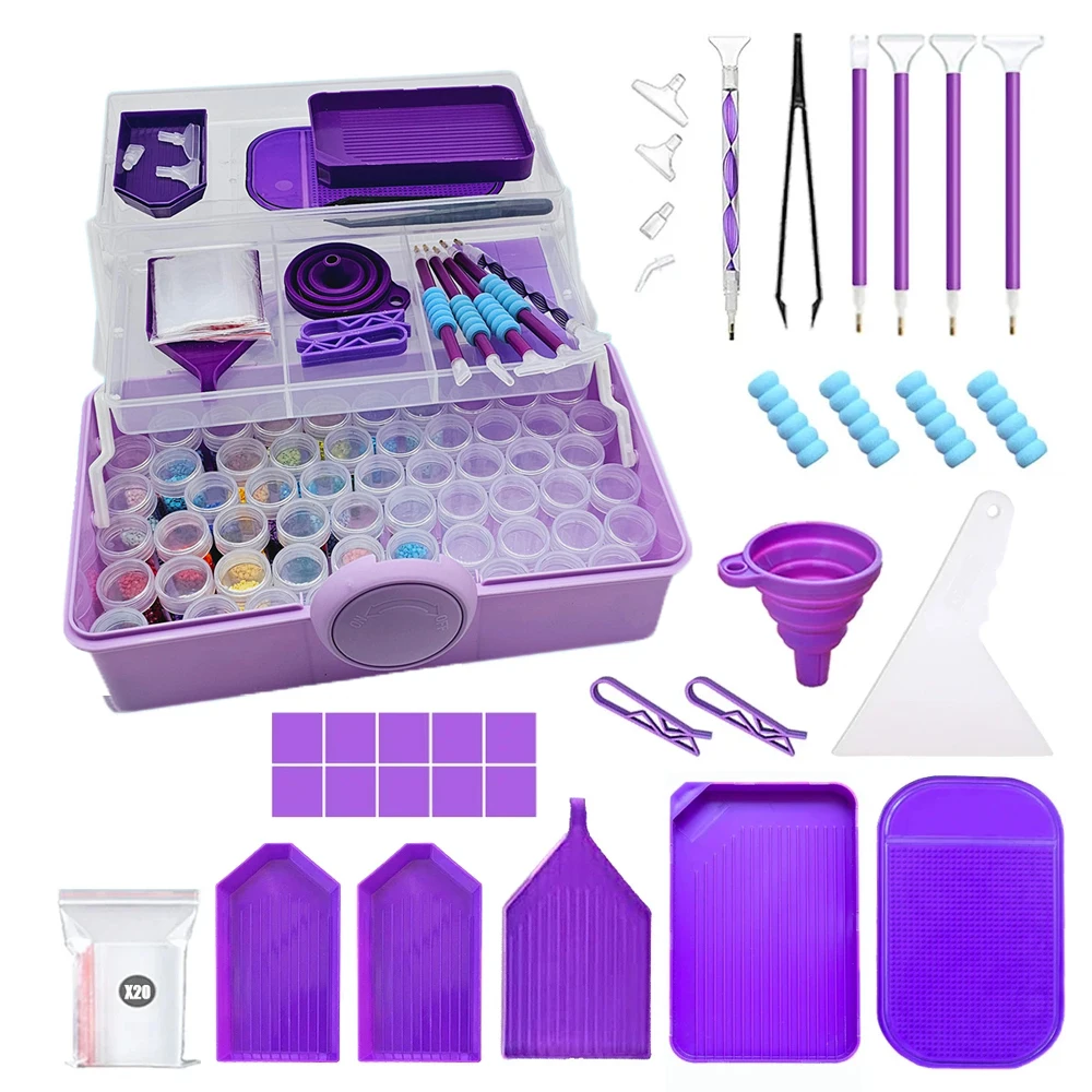 Diamantmalerei-Aufbewahrungsbox, 57, Flasche, dreilagig, multifunktionale tragbare Box, Diamant-Zubehör, Aufbewahrungsbox, Behälter, Werkzeug